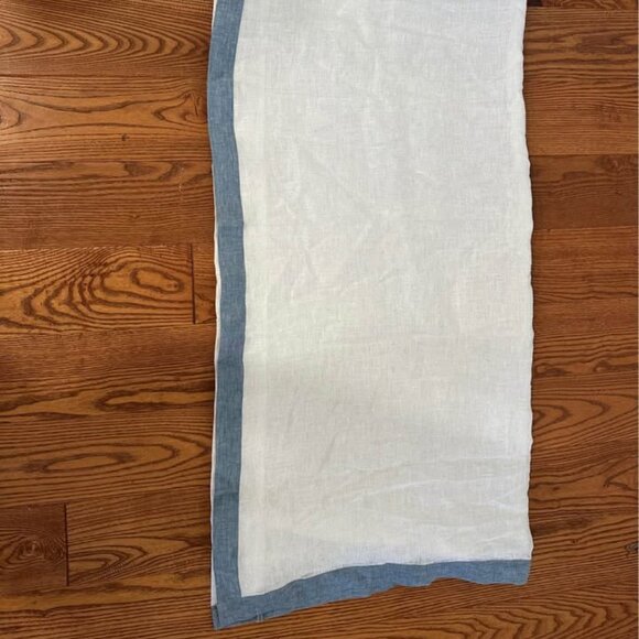 3 Pottery Barn 50W x 84L White Sheer Curtains. Blue Border Bottom and Si… - Picture 2 of 4